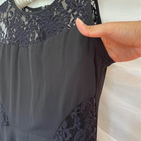 Black lace Fit And Flare Dress With Lace Midriff Cutouts, Size Medium - Picture 2 of 7